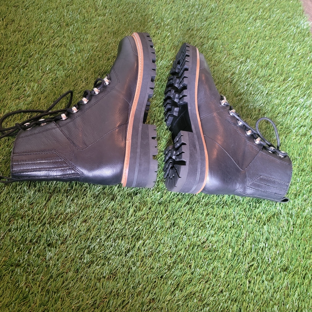 Marc Fisher Black Leatger Lace Up Boots 7.5 - Picture 6 of 8